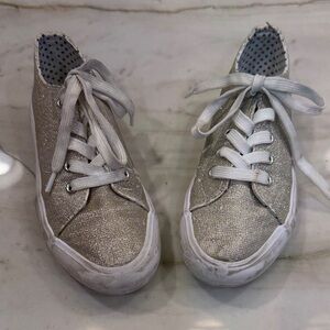 Sparkly Metallic Sneakers with White Laces